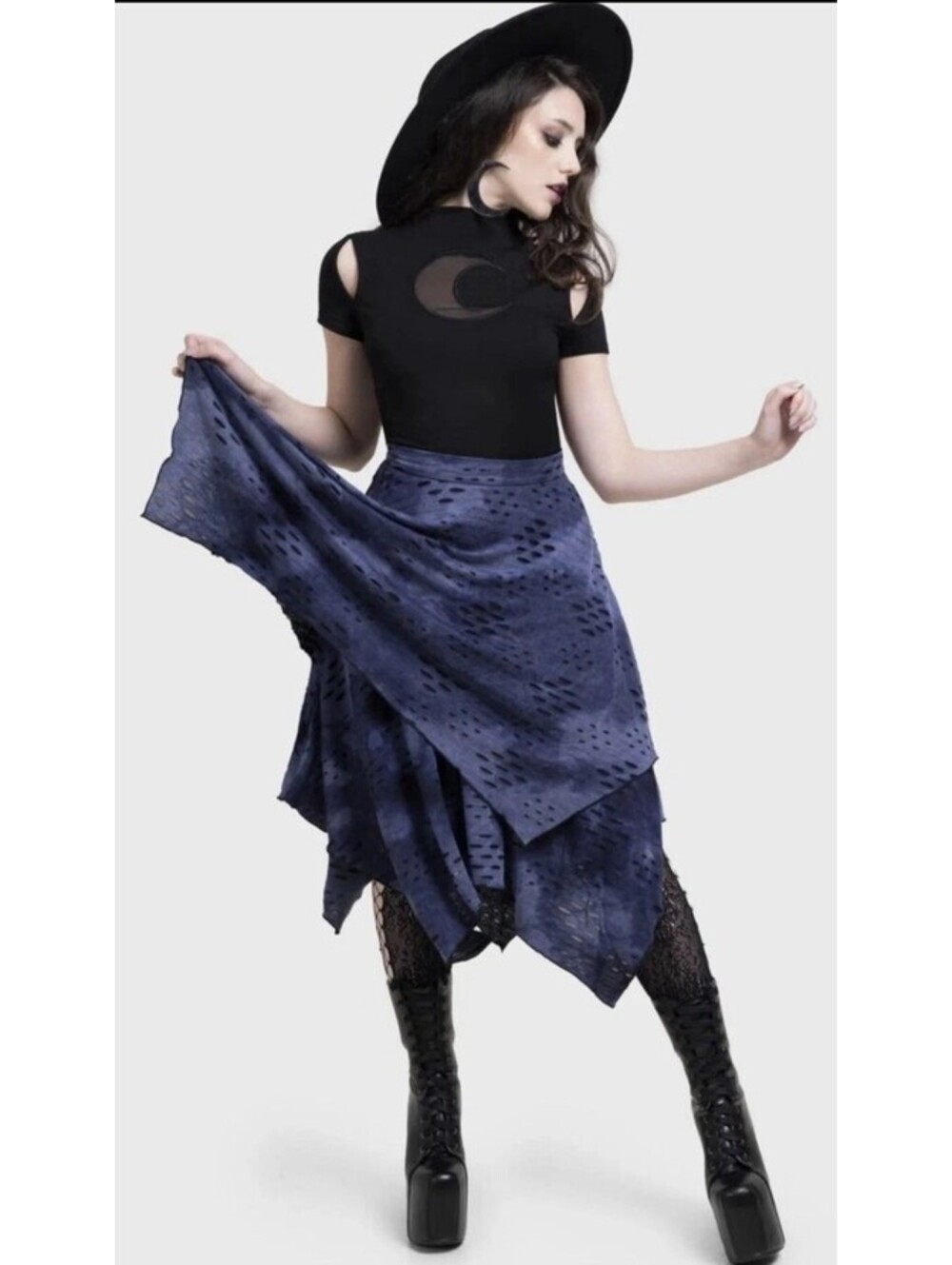 Killstar x Corpse Bride Hauntly Maiden Skirt Black Blue Women's Size XS NEW